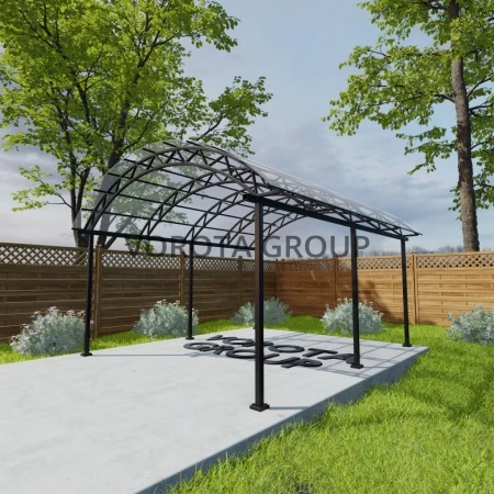 Арочный навес прозрачного цвета, сотовый поликарбонат 6500*6000